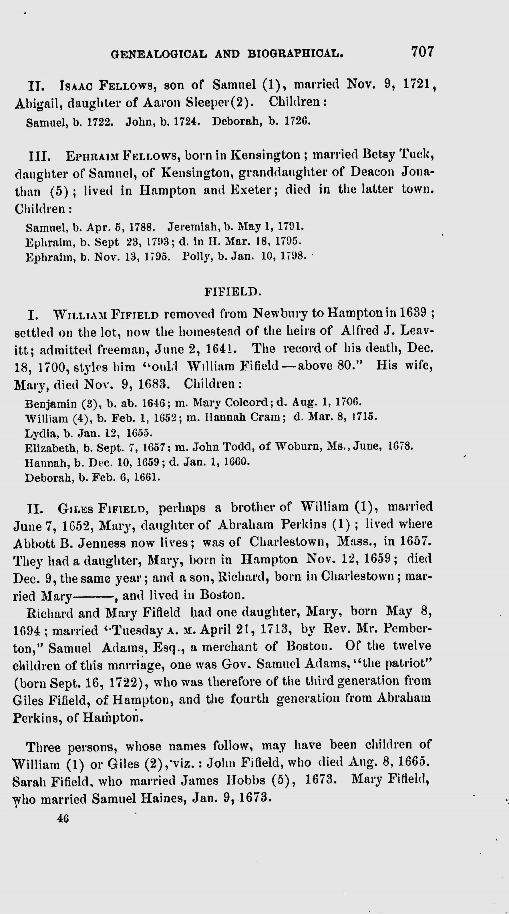 William Fifield History of Hampton page