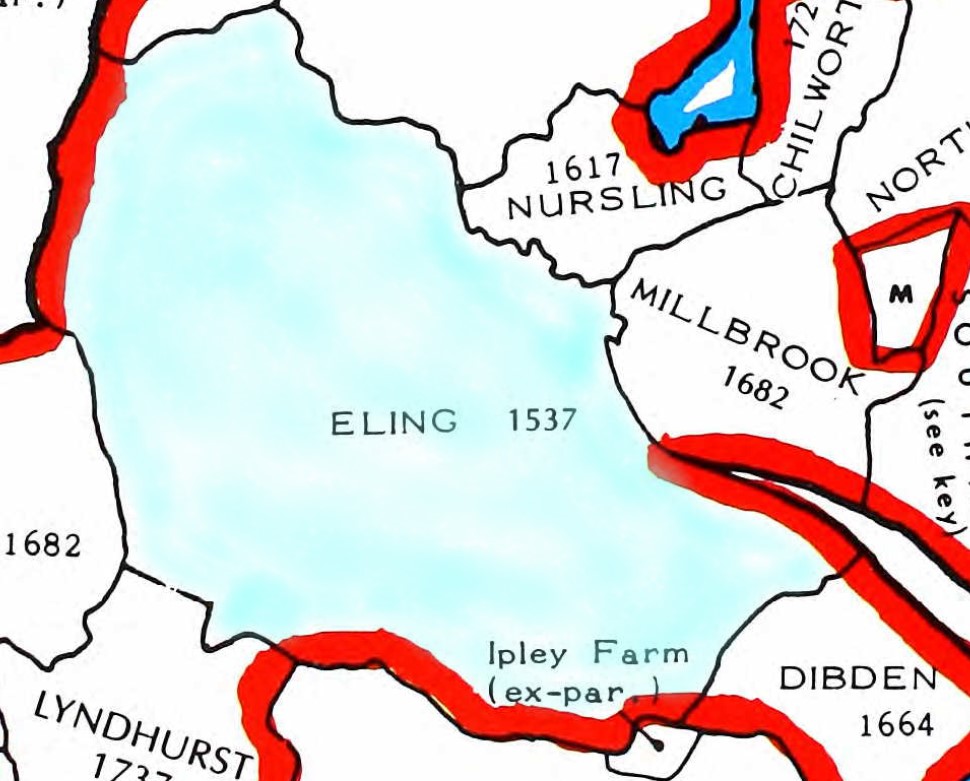 County Parish map Hampshire Eling