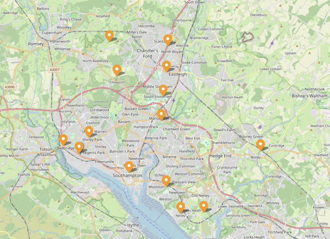 Domesday Book Places in Mansbridge Open Street Map
