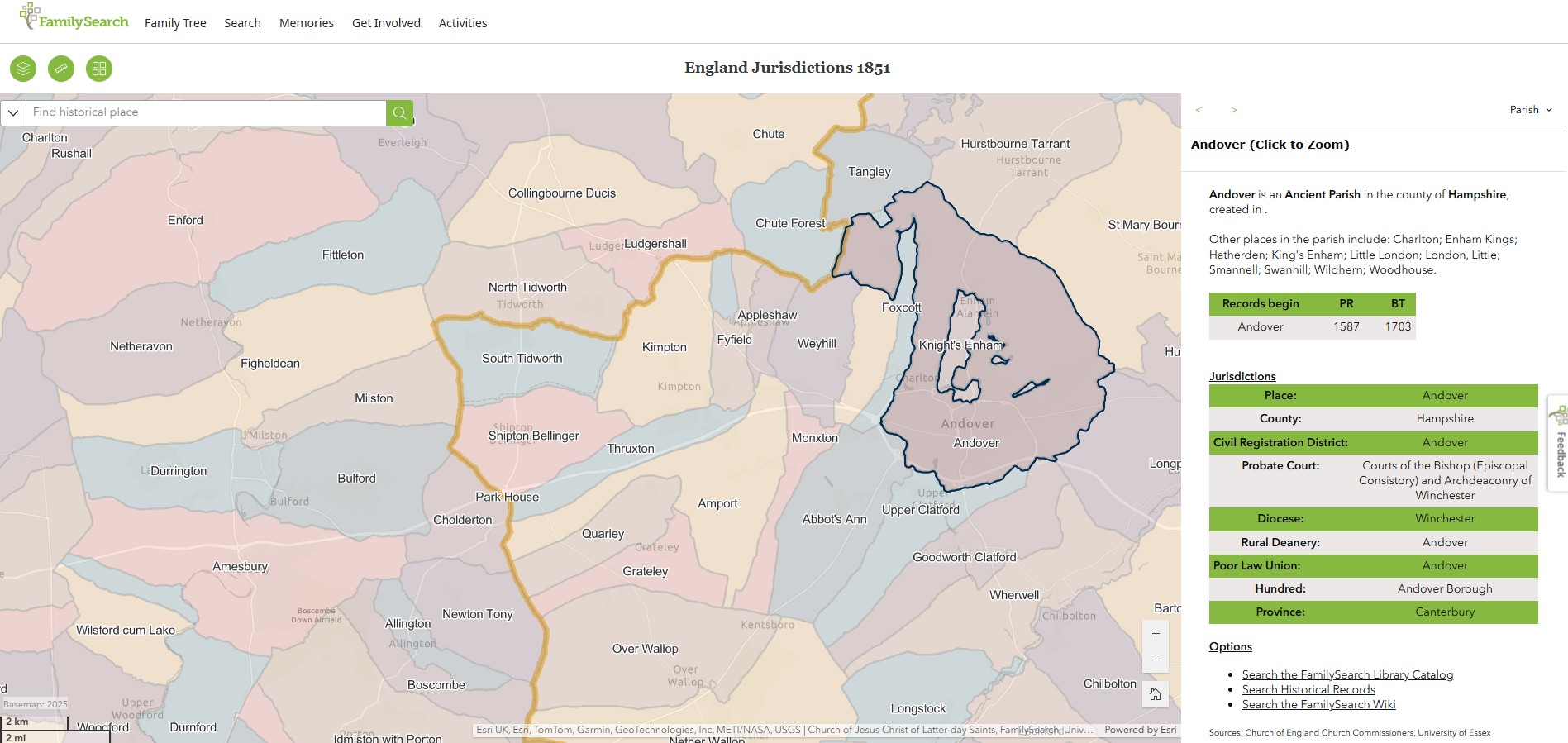 England Jurisdictions 1851 Andover 1