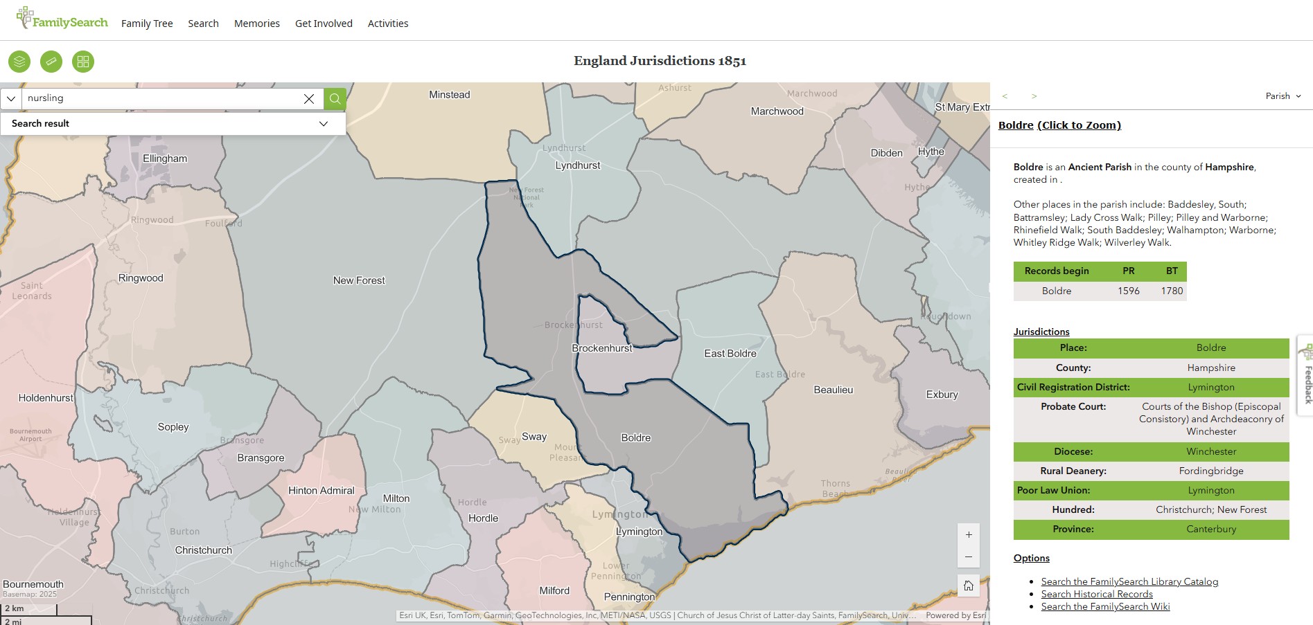 England Jurisdictions 1851 Boldre 1