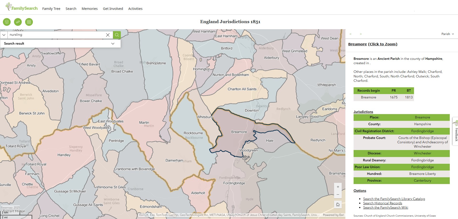 England Jurisdictions 1851 Breamore 1