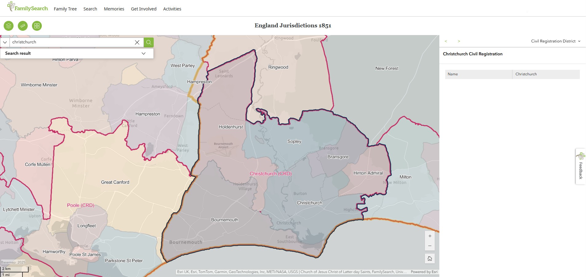 England Jurisdictions 1851 CRD Christchurch 1