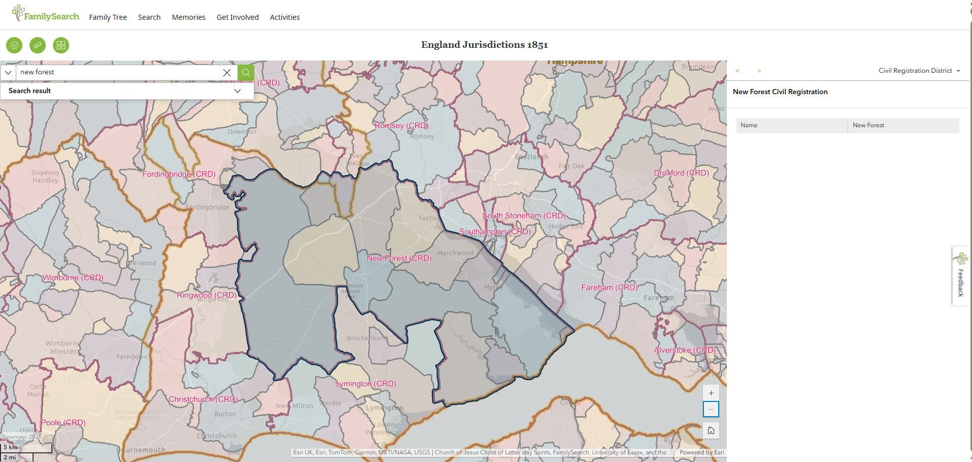 England Jurisdictions 1851 CRD New Forest 1