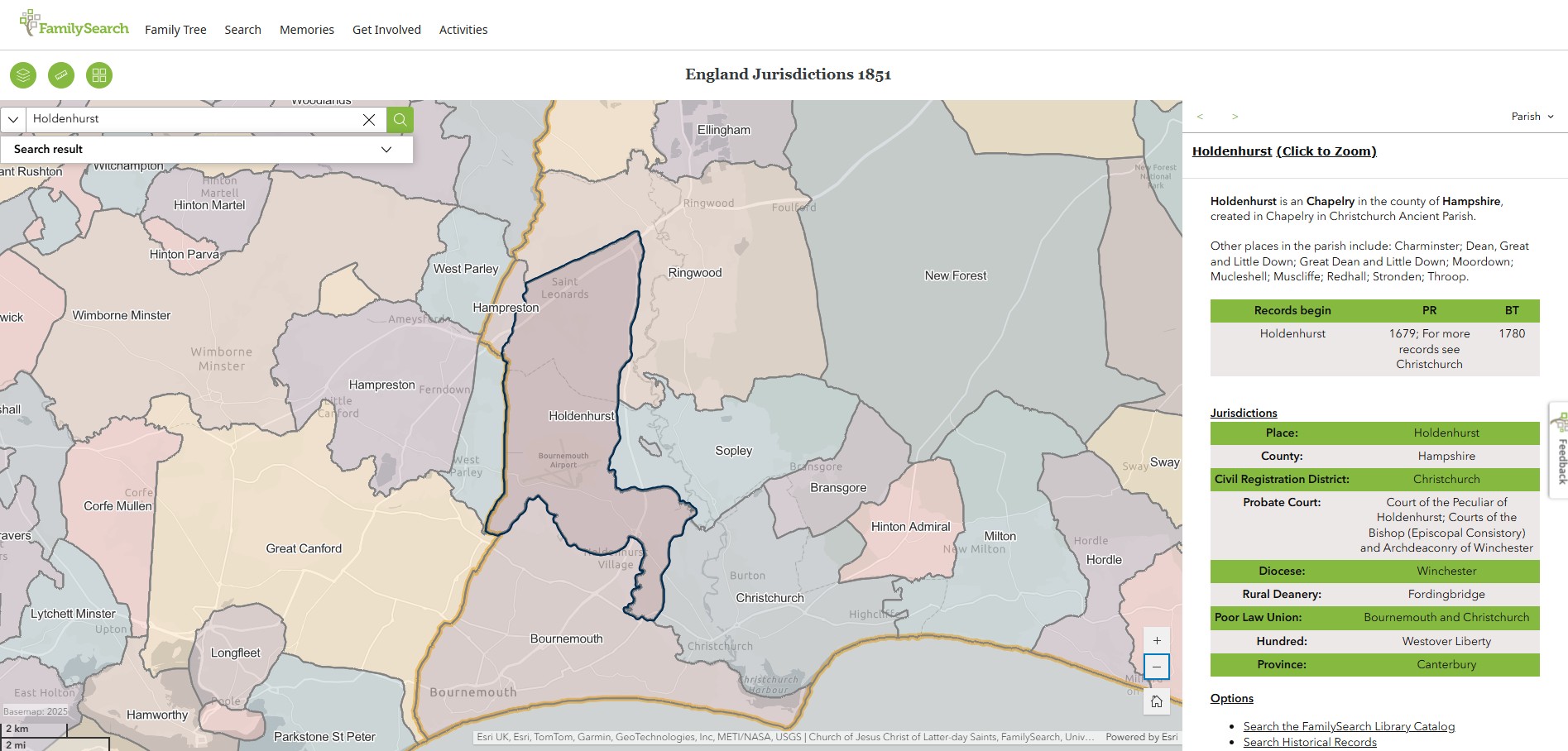 England Jurisdictions 1851 Holdenhurst 1