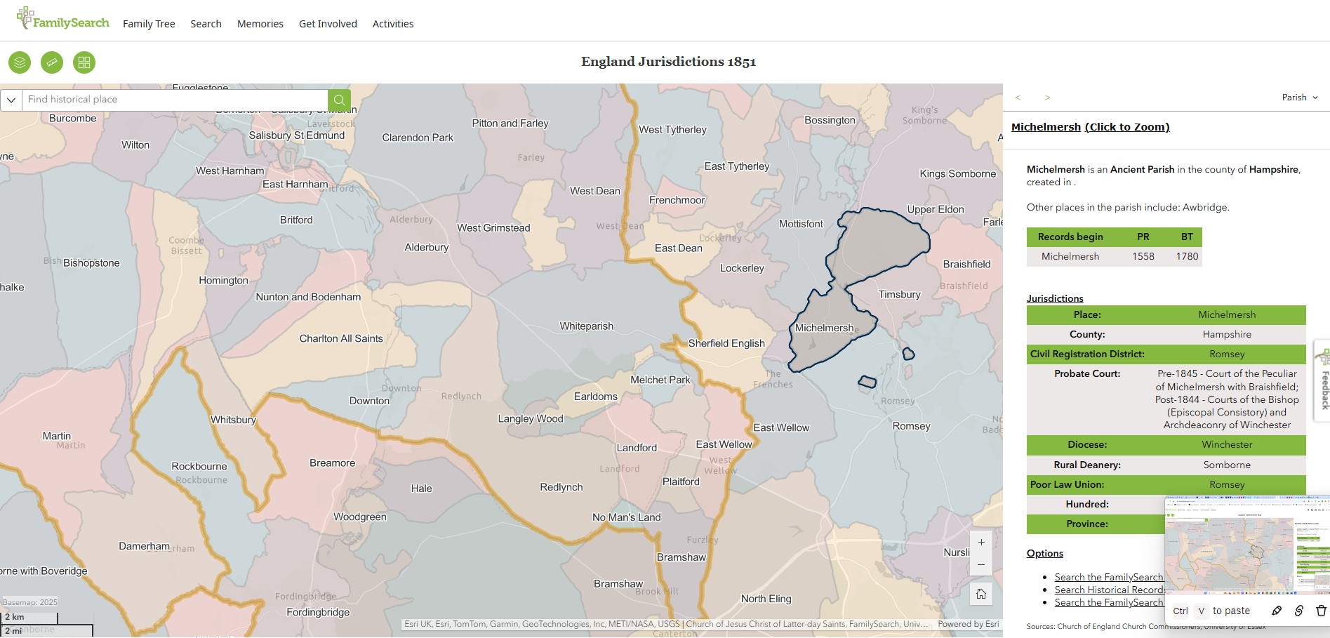 England Jurisdictions 1851 Michelmersh 1