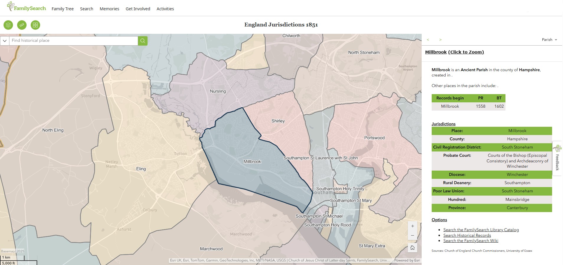 England Jurisdictions 1851 Millbrook 1