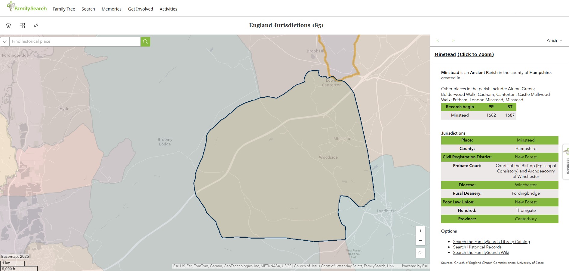 England Jurisdictions 1851 Minstead 1