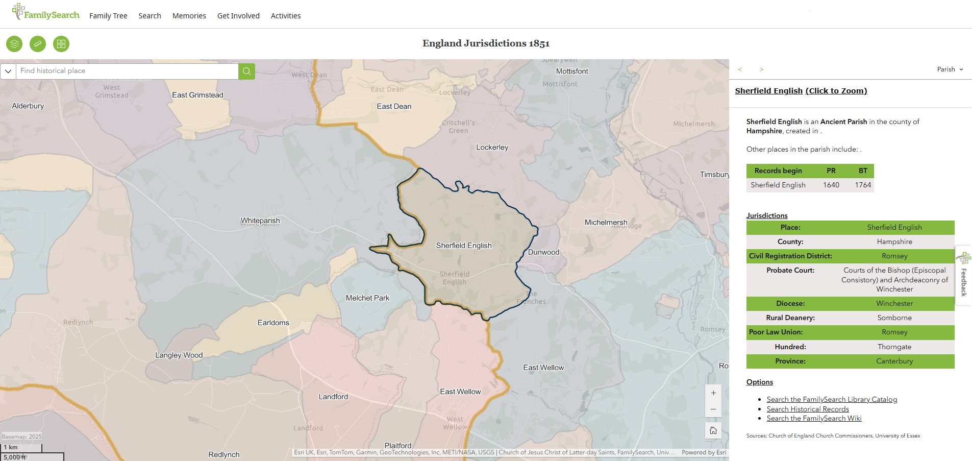 England Jurisdictions 1851 Sherfield English 1