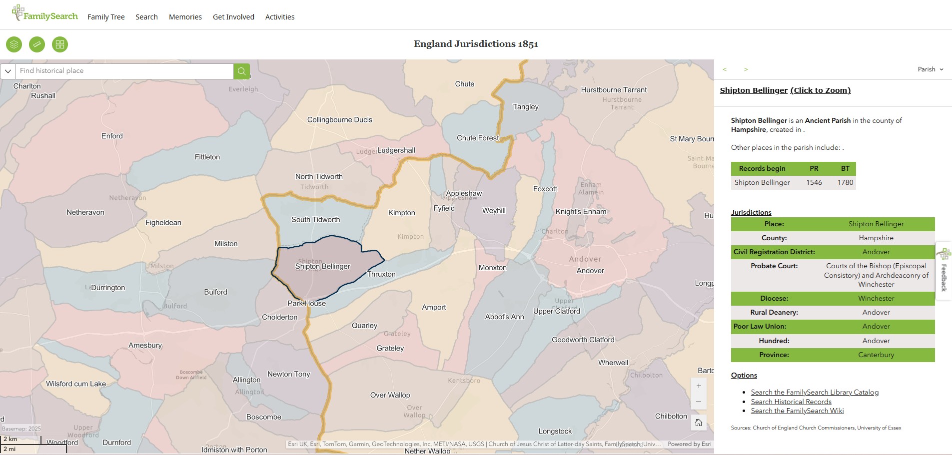England Jurisdictions 1851 Shipton Bellinger 1