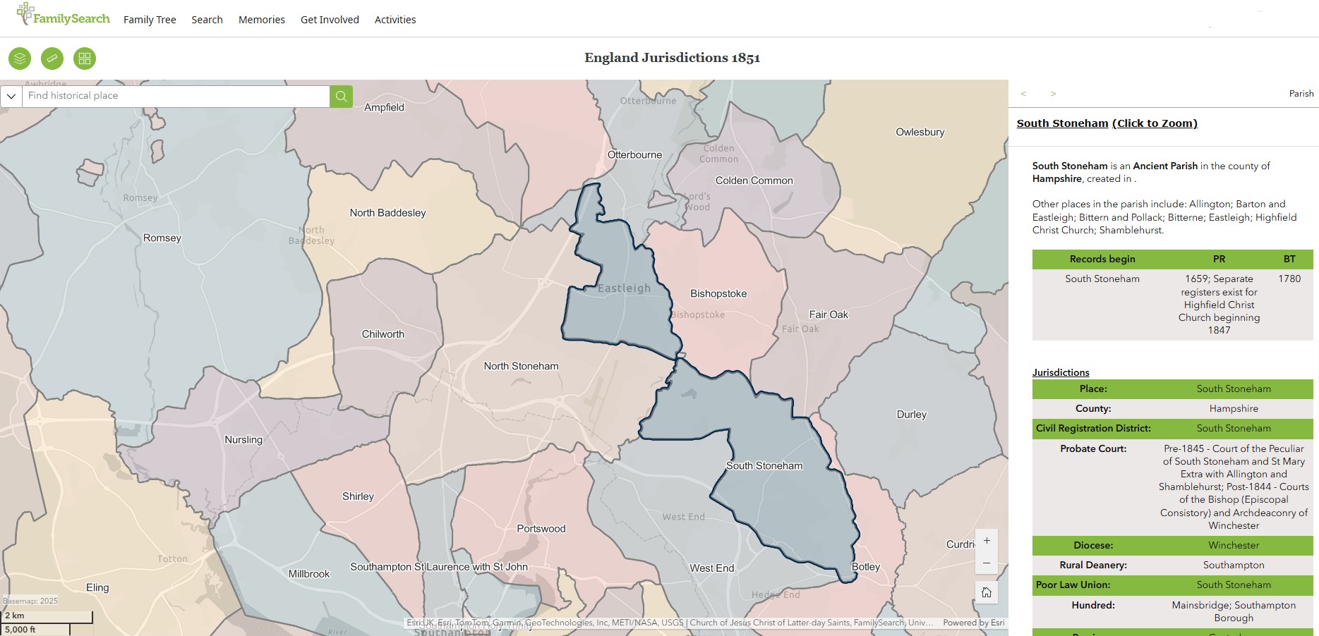 England Jurisdictions 1851 South Stoneham 1