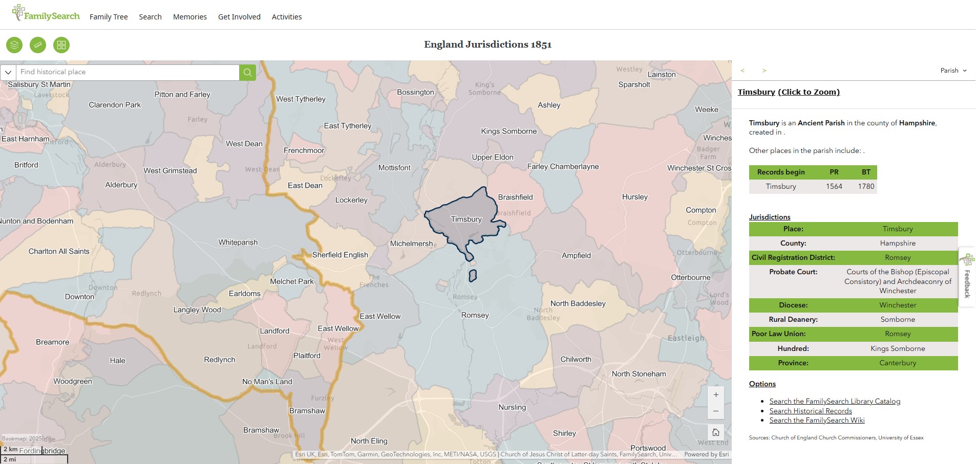 England Jurisdictions 1851 Timsbury 1