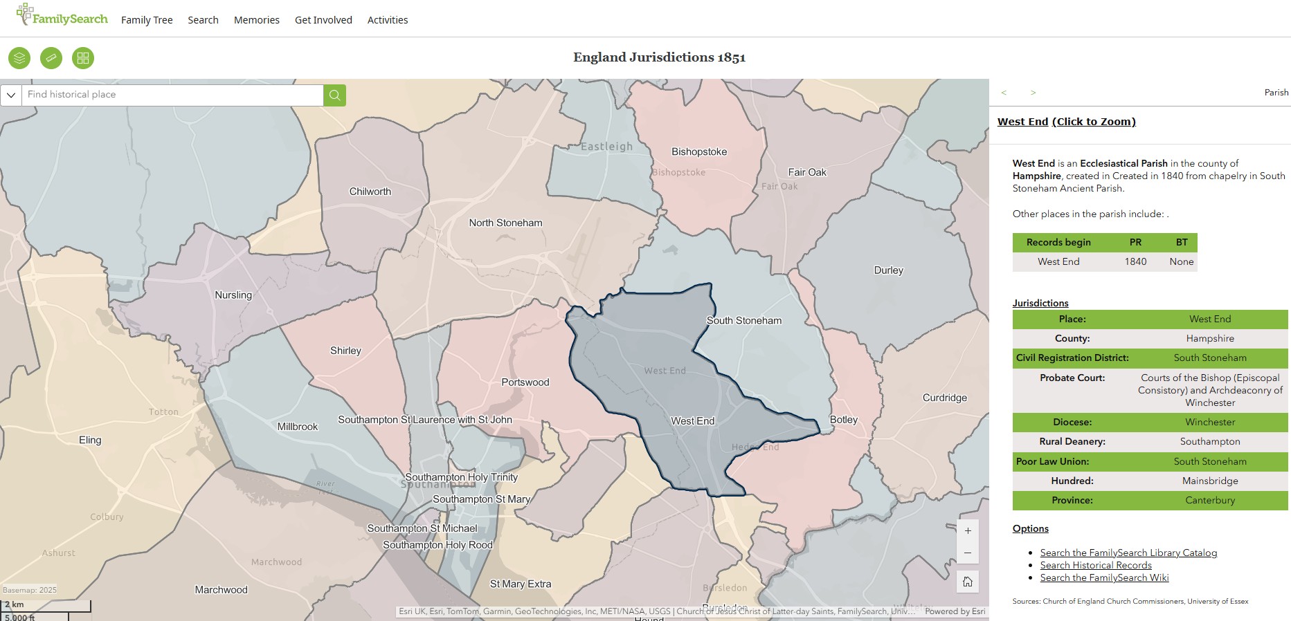England Jurisdictions 1851 West End 1