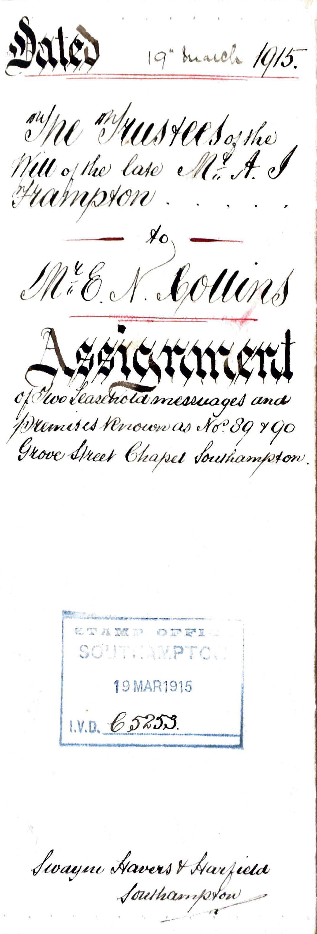 Indenture 89 Grove Street 1915 p1 