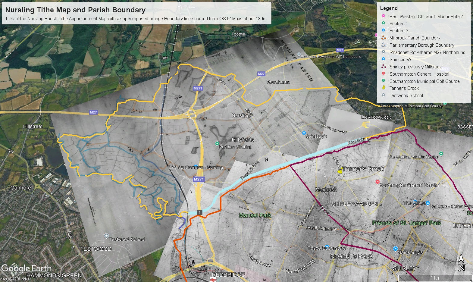 Nursling Tithe Map and Parish Boundary