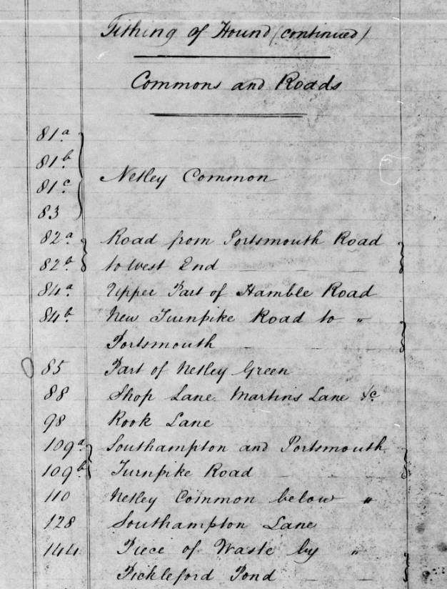 Tithe Apportionment Hound Roads