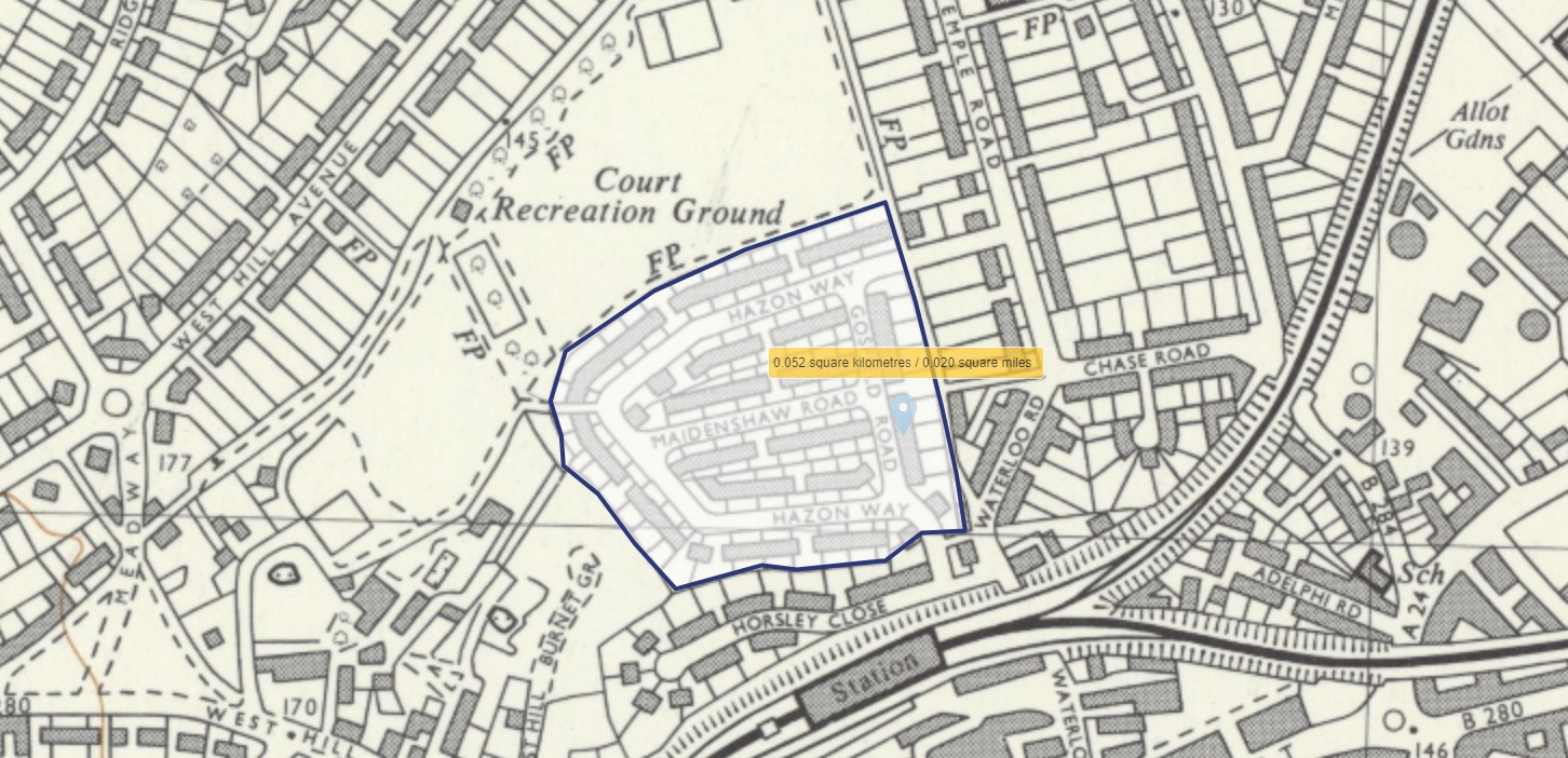 OS 1 to 10560 NLS TQ26SW A Surveyed Revised 1952 to 1961 Published 1962 Court Est