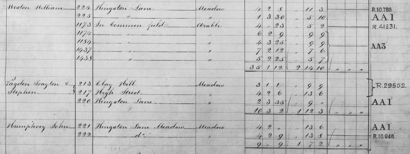 Tithe apportionment plot 217 213